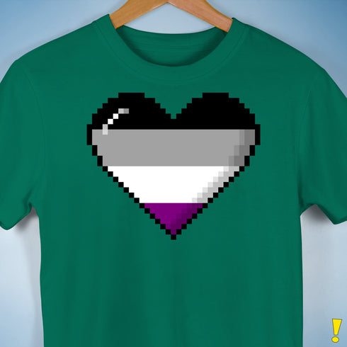 Asexual Pride 8-Bit Pixel Heart Premium Unisex T-Shirt - Kelly Green